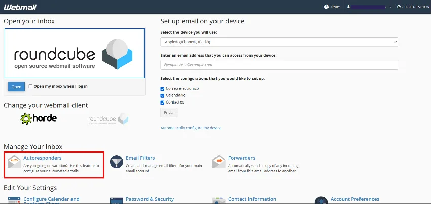 respuesta automática webmail