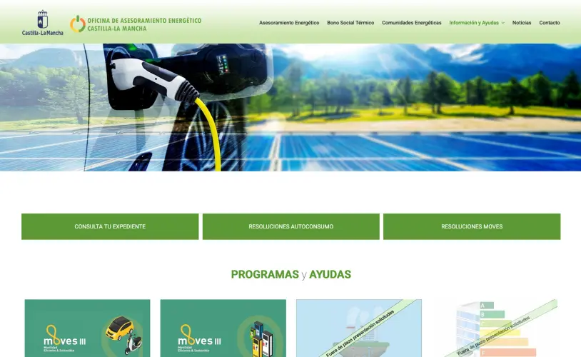 Diseño web de la Oficina de Asesoramiento Energético de Castilla-La Mancha