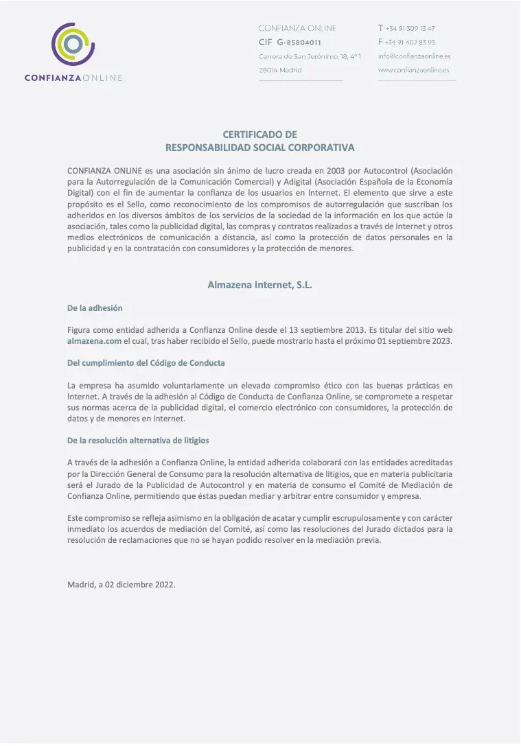 Responsabilidad Social Corporativa de Almazena