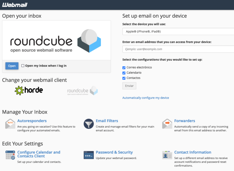 webmail guía respuesta automática de email