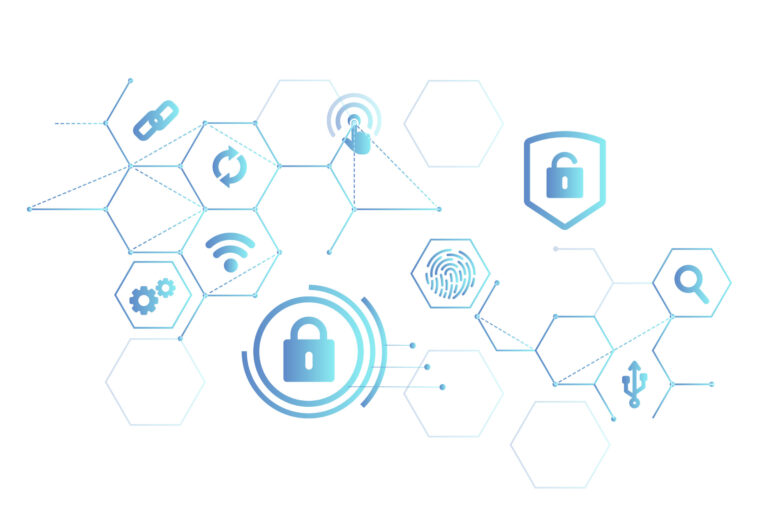 Computer security system icons background ciberprotección integral
